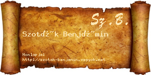Szoták Benjámin névjegykártya
